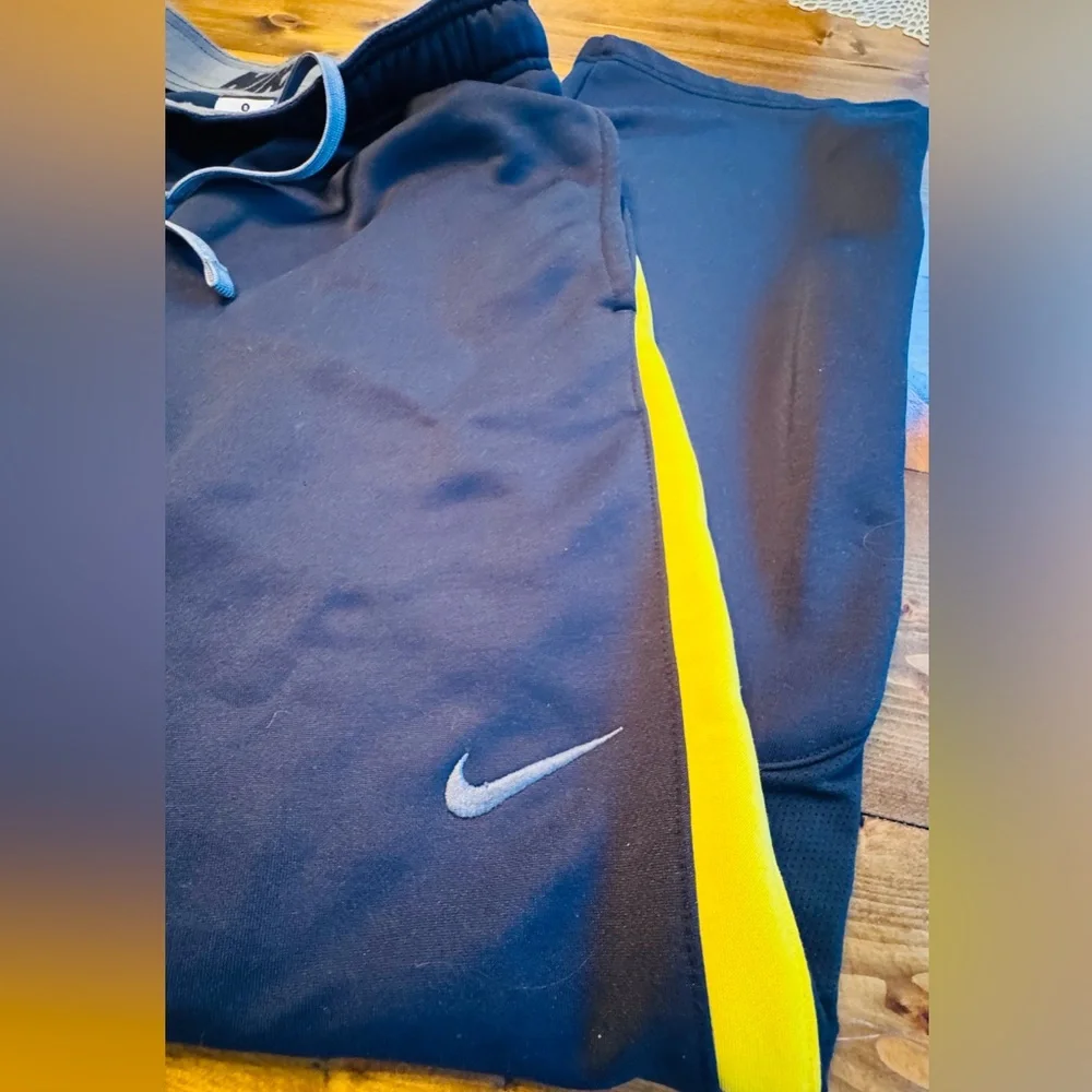 Nike Dri-FIT Black pants Yellow Stripe Size S